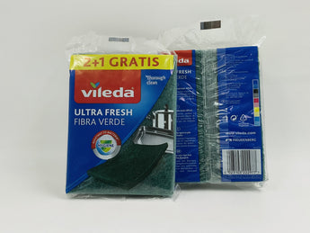 Vileda Ultra Fresh Fibra Verde Sponges Greece 2+1 Gratis - Tawreed Pro