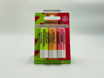 Dermav10 Lip Balm Watermelon Peach & Berry Europe 3pcs - Tawreed Pro