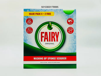 Fairy Washing Up Sponge Scourer Europe Value Pack 6pcs - Tawreed Pro