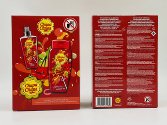 Wholesale Cheeky Cherry Gift Set by Chupa Chups – Includes 300ml shower gel & 100ml mist, European origin, available in Lebanon for bulk supply.