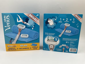 Gillette Venus Metal Handle Razor with 2 Refills & Gym Towel Europe Set - Tawreed Pro