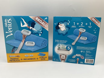 Gillette Venus Metal Handle Razor with 2 Refills & Gym Towel Europe Set - Tawreed Pro