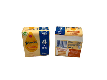Wholesale Baby Honey Soap by Johnson's – pack of 4 x 100g bars, gently cleanses delicate skin, available in Lebanon for bulk supply.