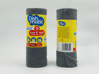 Dishmatic Tear N' Wipe Microfibre Roll 15s product packaging