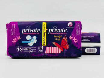 Private Maxi Night Sanitary Pads 16s product packaging