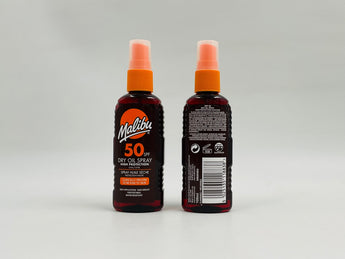 Malibu Dry Oil Spray SPF 50 Europe 100ml product packaging