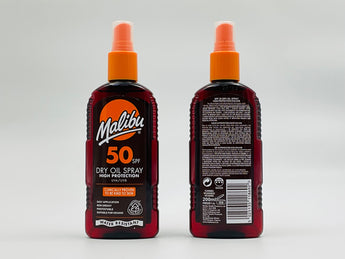 Malibu Sunscreen SPF 50 Dry 200ml product packaging