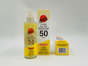 Malibu Sunscreen SPF 50 Clear Protect 250ml product packaging