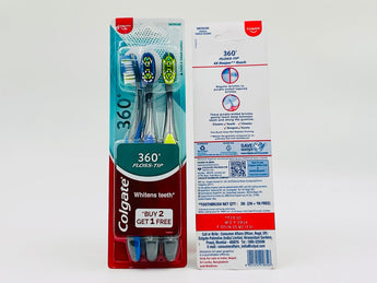 Colgate 360° Floss-Tip Toothbrushes 3s product packaging
