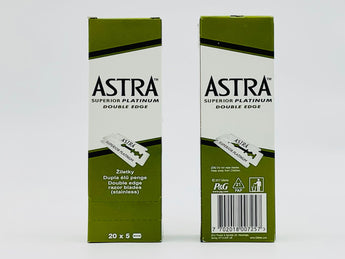 Astra Superior Platinum Double Edge Razor Blades 100 Pack product image, front and back
