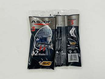Wholesale Astor Twin Blade Razors â€“ Pack of 5 razors with 2 blades each, made in Europe for smooth and effective shaving, ideal for bulk supply in Lebanon.