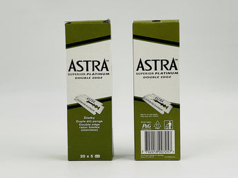Wholesale Astra Superior Platinum Double Edge Razor Blades â€“ 20 packs of 5 stainless blades, ideal for barbers and resellers. Available in Lebanon.