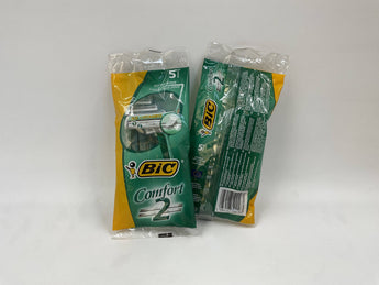 Wholesale BIC Comfort 2 Twin Blade Razors for men â€“ pack of 5, enriched with aloe & vitamins for a smoother shave. Available in Lebanon for bulk orders.