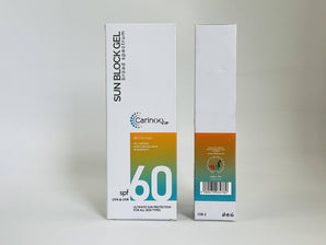 Wholesale Sun Block Gel SPF 60 by Carinoo VIP â€“ 50ml broad-spectrum UVA & UVB protection from UAE, available in Lebanon for bulk supply.