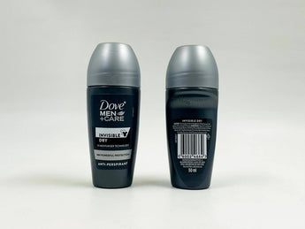 Wholesale Invisible Dry Roll-On by Dove Men+Care â€“ 50ml South African origin, 48h protection with anti-white mark formula, available in Lebanon for bulk supply.