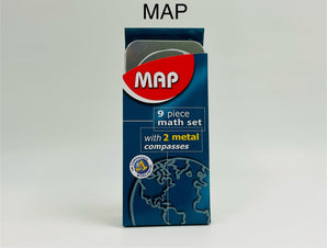 MAP 9-Piece Mathematical Instruments Set with 2 Metal Compasses - Tawreed Pro