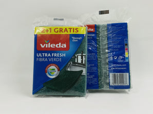 Vileda Ultra Fresh Fibra Verde Sponges Greece 2+1 Gratis - Tawreed Pro