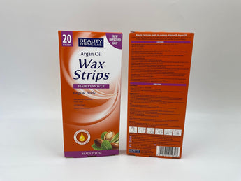 Wholesale Argan Oil Wax Strips for Legs & Body by Beauty Formulas â€“ 20pcs UK origin, effective hair remover, available in Lebanon.