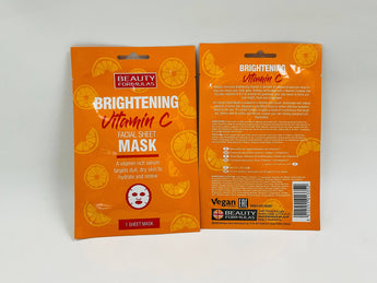 Wholesale Brightening Vitamin C Facial Sheet Mask by Beauty Formulas â€“ UK origin single-use mask to hydrate and renew, available in Lebanon for bulk supply.