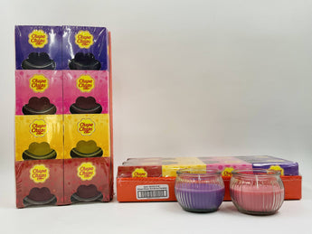 Wholesale Boxed Candles by Chupa Chups â€“ assorted fruity scents in decorative jars, available in Lebanon for bulk supply.