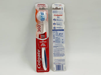 Wholesale Colgate 360 Optic White Toothbrush â€“ Medium bristles for stain removal and bright teeth. Available in Lebanon for bulk supply.