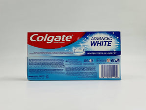 Wholesale Colgate Advanced White Toothpaste â€“ 100ml for visibly whiter teeth in 14 days, available in Lebanon for bulk supply.
