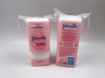 Wholesale Baby Cotton Pads by Johnson's â€“ 50pcs European origin, 100% pure cotton for delicate care, available in Lebanon for bulk supply.