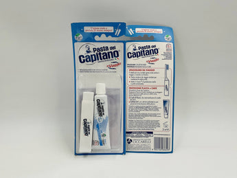 Wholesale Pasta del Capitano Travel Kit â€“ 25ml toothpaste with travel toothbrush, made in Italy, compact for trips, available in Lebanon for bulk supply.